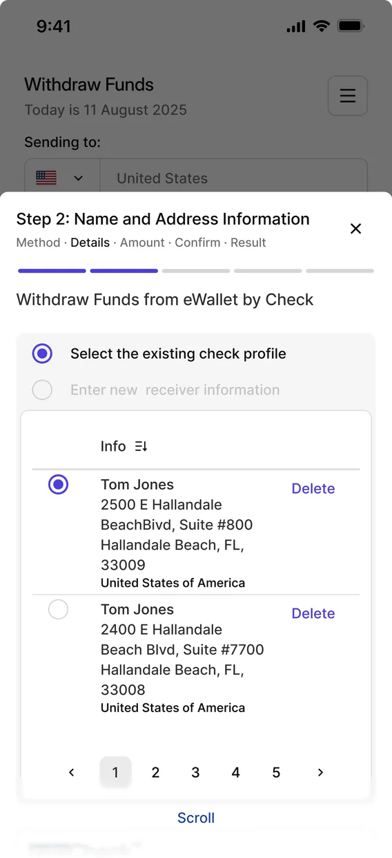 Insta Check withdrawal on mobile